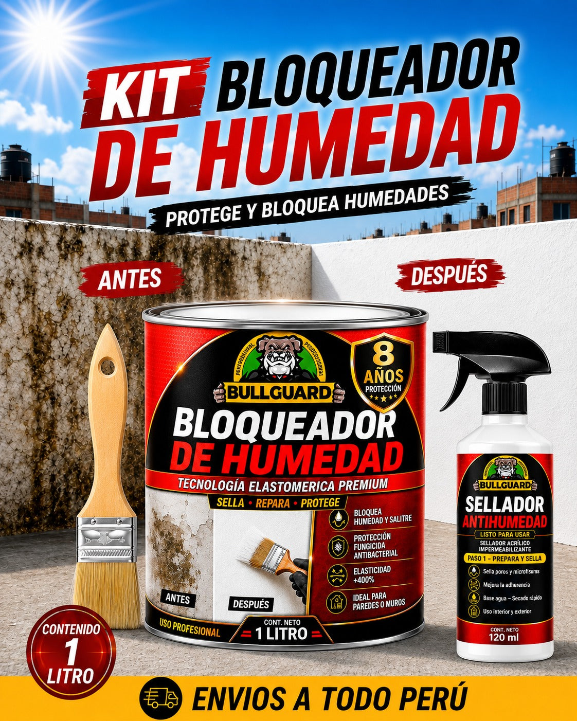 KIT BLOQUEADOR DE HUMEDAD + SPRAY SELLADOR ANTIHUMEDAD + BROCHA T1