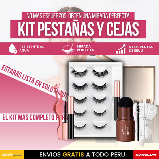 KIT PESTAÑAS MAGICA + 2 DELINEADORES + KIT SOMBRA CEJAS T2